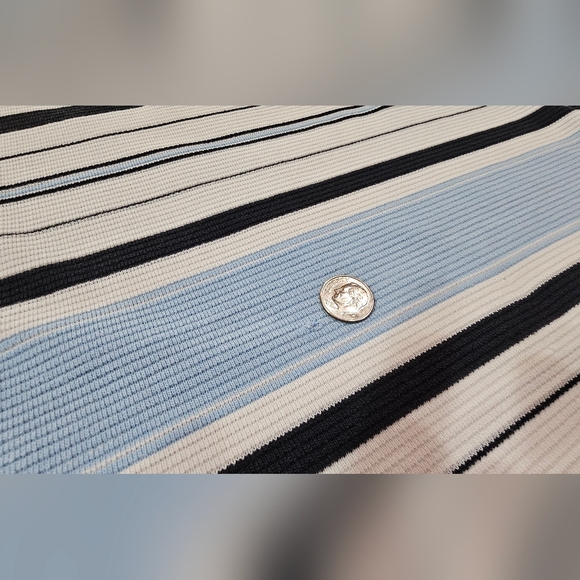 Kani Gold Polo Shirt Mens 3X Blue White Striped Embroidered Logo READ - Picture 6 of 12